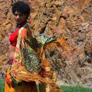 SOLD!! Saffron Orange 🧡 Velvet Peacock 🦚 Gypsy Stevie Nicks Styl Duster OOAK